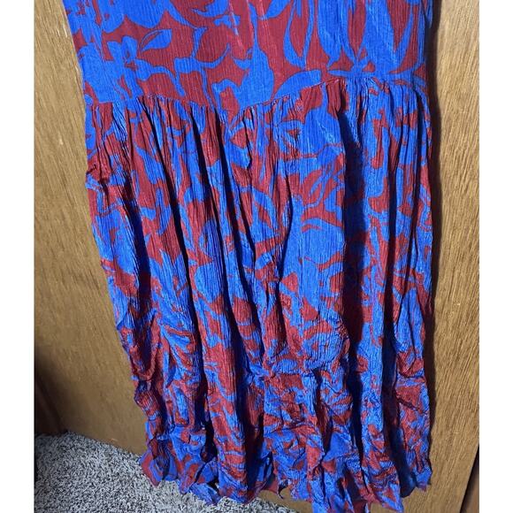 MADEWELL Empire Waist Tank Maxi Dress Sz 0 Red And Blue Floral FLAWED - READ - Picture 7 of 11
